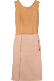 Chloé Leather-trimmed Wool-felt Shift Dress - Lyst