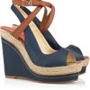Paloma Barceló Velati Leather Wedge Sandals in Blue (navy) - Lyst
