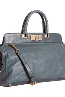 Prada Blue Leather Convertible Top Frame Satchel - Lyst