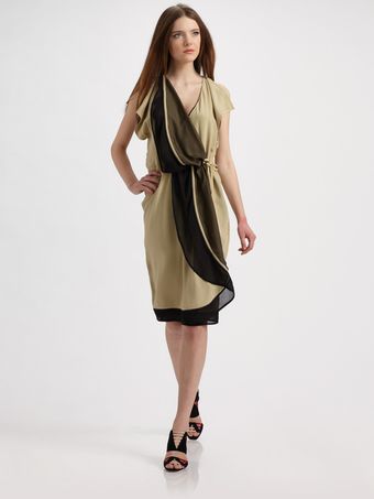Fendi Silk Wrap-top Dress - Lyst