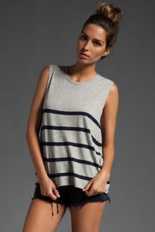 Vince Breton Stripe Muscle Tee in Heather Grey/coastal - Lyst