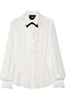 D&G Ruffled Silk-crepe Blouse - Lyst
