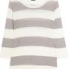 J.crew Fara Striped Silk and Linenblend Sweater in Gray (graphite) - Lyst