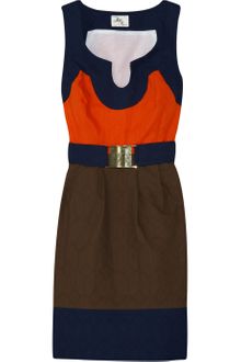 Milly Imara Color-block Textured-cotton Dress - Lyst