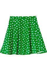 Miu Miu Polka-dot Cotton-poplin Skater Skirt