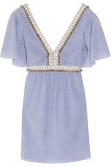 Tibi Meranda Beaded Seersucker-cotton Kaftan Dress