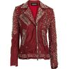 Balmain Studded Biker Jacket in Red - Lyst