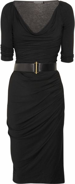 Donna Karan New York Cowlneck Stretchjersey Dress in Black - Lyst