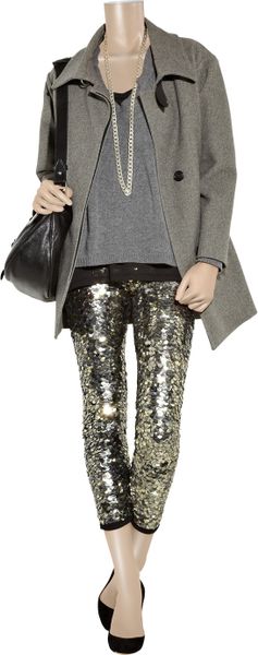 Isabel Marant Folco Sequin-embellished Leggings in Silver | Lyst