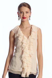 Oscar de la Renta Ruffle Front Blouse - Lyst