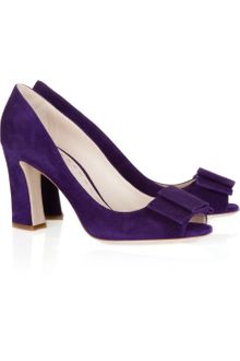 Miu Miu Bow-embellished Suede Pumps - Lyst