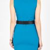 Halston Heritage Mosaic Blue Sleeveless Drape Front Belted Dress in Blue - Lyst