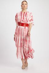 Oscar de la Renta Stitch Pleated Silk Caftan