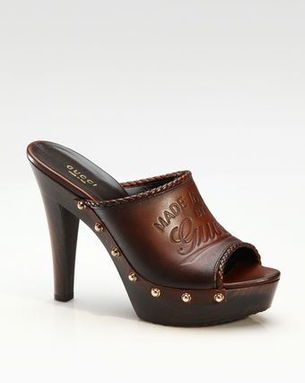 Gucci Craft Studded Mid Heel Clogs - Lyst