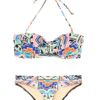 Mara Hoffman Aztec Print Frill Bandeau Bikini in Green (pink) - Lyst