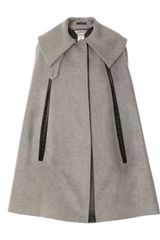 Sportmax Leather Trim Wool Cape