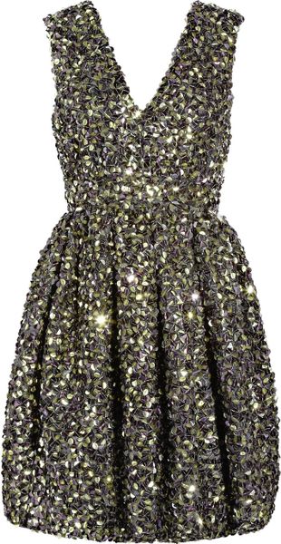 Adam Foldedsequin Silkorganza Dress in Black - Lyst