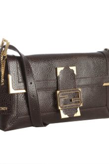 Fendi Brown Pebbled Leather Convertible Baguette - Lyst