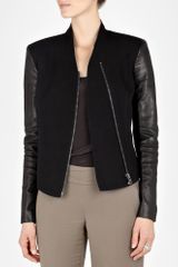 Helmut Lang Eon Wool Leather Sleeve Jacket