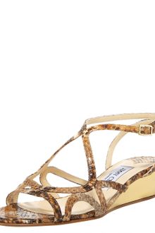 Jimmy Choo Snake-print Low-wedge Sandal - Lyst