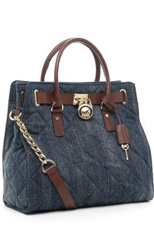 Michael Kors Michael Hamilton Large Tote Denim Mocha - Lyst