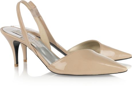 nude patent leather slingbacks