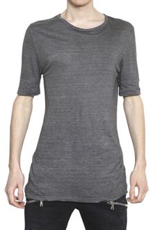 Balmain Distressed Linen Jersey T-shirt - Lyst