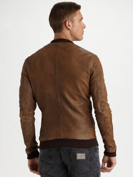Dolce & Gabbana Leather Jacket in Brown for Men (tan) | Lyst