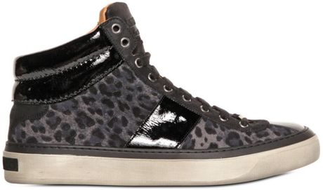 Jimmy Choo Leopard Printed Suede Sneakers in Gray for Men (anthracite) - Lyst