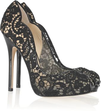 Jimmy Choo Faith Lace and Patent-leather Pumps - Lyst