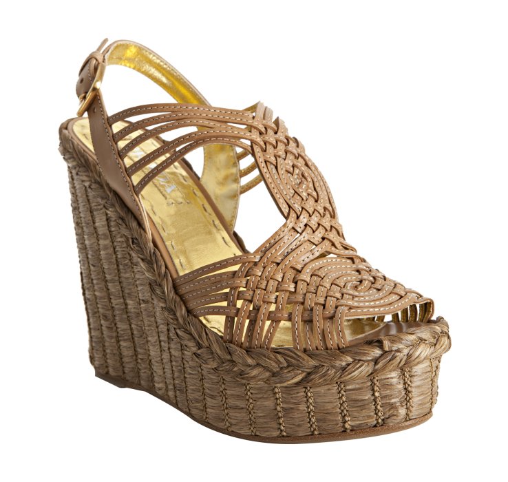 prada leather espadrille wedge sandals