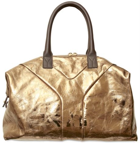 Yves Saint Laurent Metallic Easy Medium Top Handle in Gold - Lyst