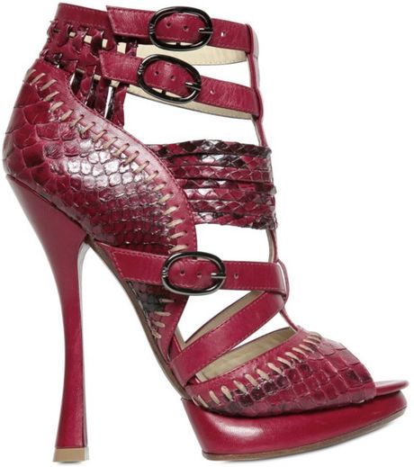 Alexandre Birman 130 Mm Python and Calf Sandals in Red - Lyst