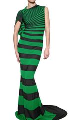Amaya Arzuaga Striped Wool Knit Gown Dress
