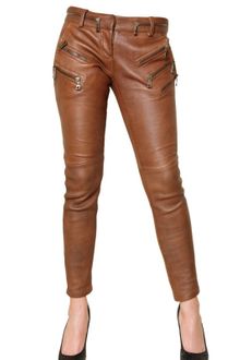 Balmain Zipped Nappa Leather Trousers - Lyst