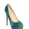 Charlotte Olympia 150mm Suede and Calfskin Striped Pumps in Green - Lyst