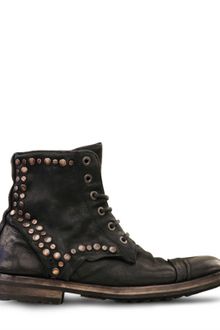 Dolce & Gabbana Studded Waxed Calfskin Low Boots - Lyst