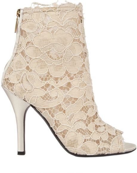 Dolce & Gabbana 110mm Macramé Lace Ankle Boots in Beige (cream) - Lyst