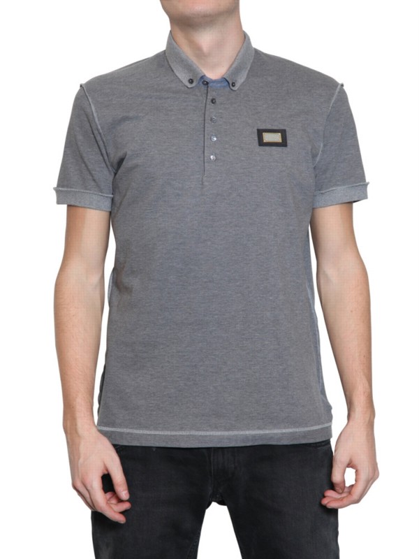 cotton piquet polo with web collar