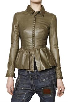 DSquared2 Ruffled Bottom Nappa Leather Jacket - Lyst