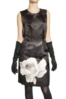Lanvin Printed Rose On Cotton Satin Dress - Lyst