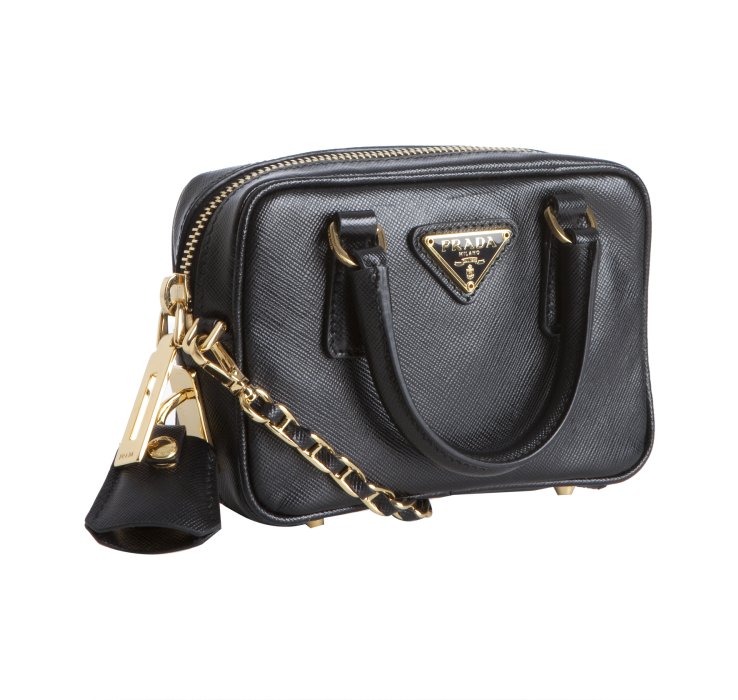 Prada Black Saffiano Leather Lux Mini Crossbody Bag in Black | Lyst