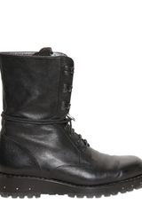Tom Rebl Zipped Tongue Calfskin Military Boots