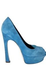 Yves Saint Laurent 140mm Palais Suede Open Toe Pumps