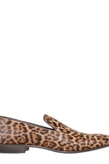 Yves Saint Laurent Leopard Print Pony Skin Loafers - Lyst