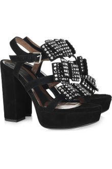 Marni Embellished Suede Platform Sandals - Lyst