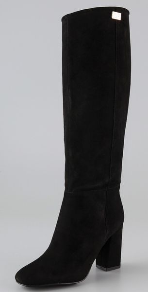 Diane Von Furstenberg Youth Suede High Heel Boots in Black | Lyst
