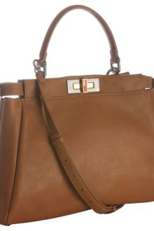 Fendi Cigar Leather Peekaboo Satchel - Lyst