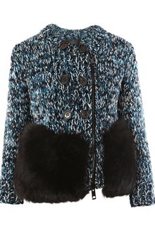 Burberry Prorsum Wool and Fox Fur Cardigan - Lyst