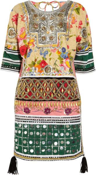 Manoush Embellished Floralprint Cotton Dress in Orange - Lyst